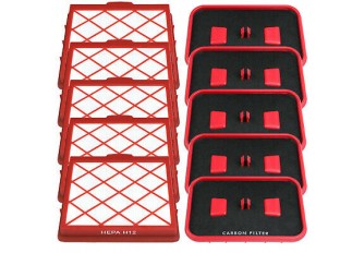 5 Hepa Mikrofilter + 5 Motor Kohle Filter passend für Lux 1 D 820 Royal Classic