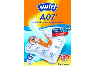 Swirl A 07 Staubsaugerbeutel Filtertüten MicroPor - Inhalt 4 Stück + 1 Filter 