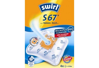 Swirl S 67 Staubsaugerbeutel Filtertüten MicroPor - Inhalt 4 Stück + 1 Filter 