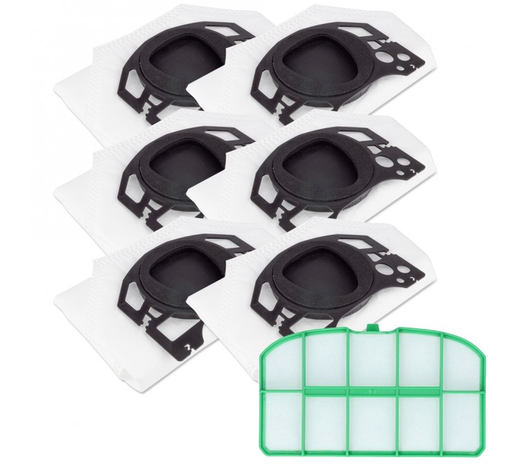 6 Staubsaugerbeutel Filtertüten und 1 Filter passend für Vorwerk Kobold VK 200 FP200