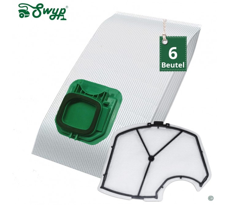 6 Staubsaugerbeutel + 1 Motorschutzfilter passend für Vorwerk Kobold VK 140 150 Staubsauger