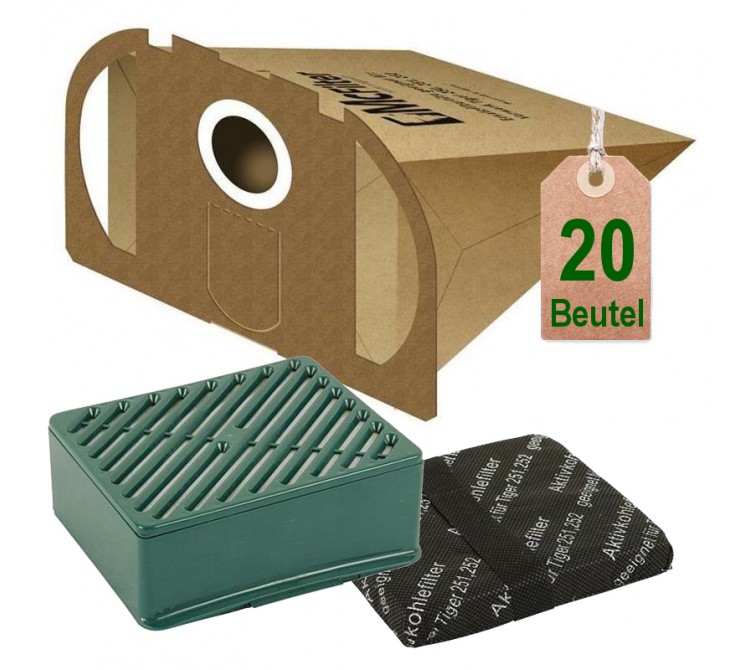 20 Staubsaugerbeutel Filtertüten Hepa Filter geeignet für Vorwerk Tiger VT 251 und VT 252