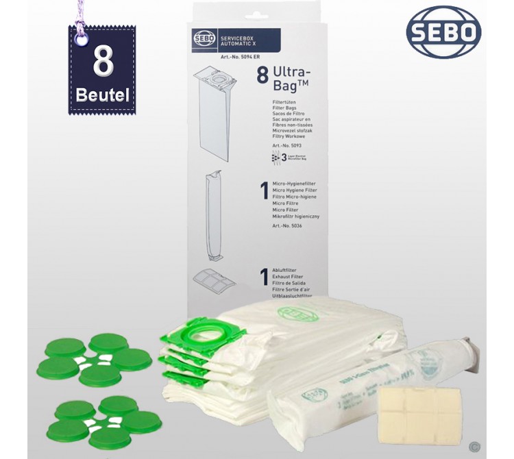 SEBO 5094ER / 5828ER Servicebox Filtertüten Filter Staubsaugerbeutel für Automatic X4/5 / XP1/2/3 
