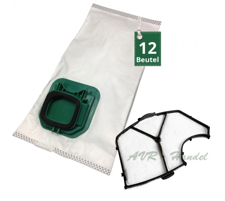 12 Staubsaugerbeutel Filtertüten + 1 Filter passend für Vorwerk Kobold VK 140 150