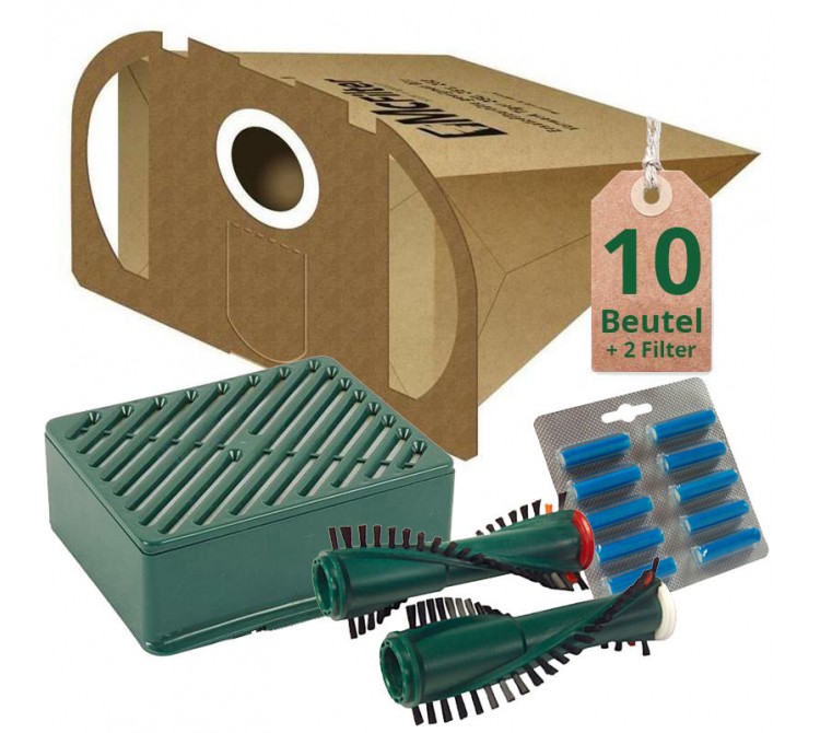 10 Staubsaugerbeutel Filtertüten Hepa H12 Bürsten Duft geeignet für Vorwerk Tiger 251 252