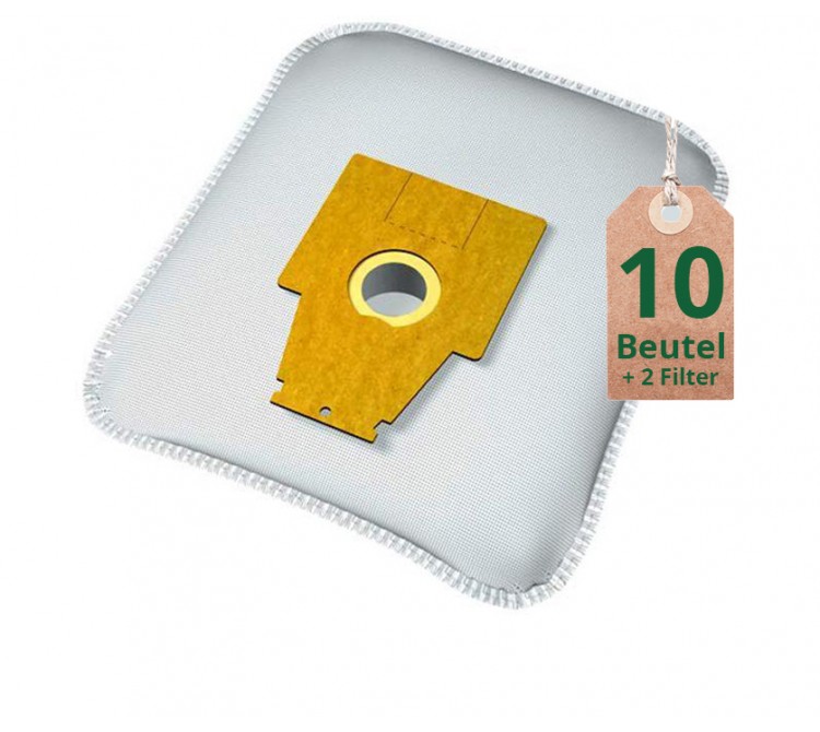 Staubsaugerbeutel Vlies Filtertüten Beutel BS212m - Inhalt 10 Stück + 2 Filter