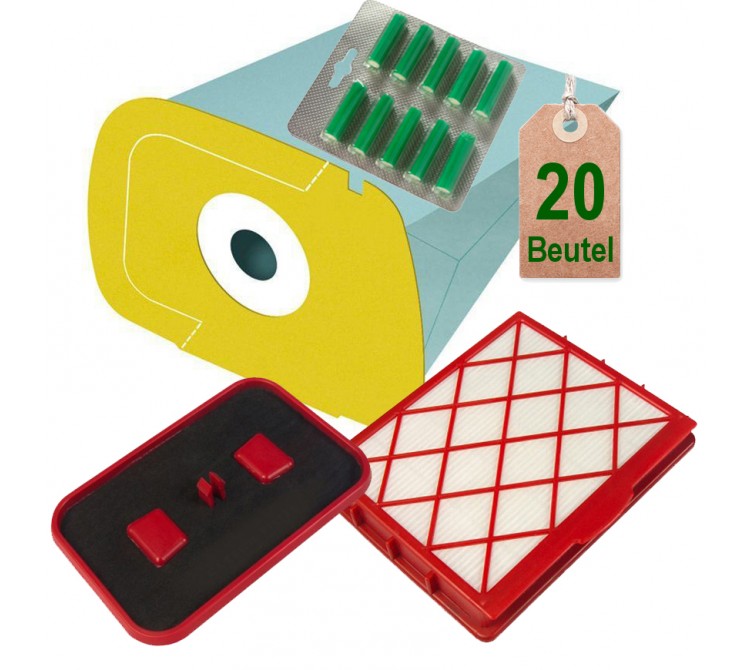 20 Staubsaugerbeutel + Filterset + 20 Duft gelb geeignet für Lux D820 Lux 1