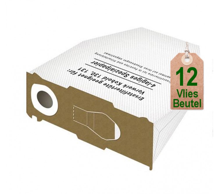 12 Vlies Staubsaugerbeutel Filtertüten geeignet für Vorwerk Kobold VK 130 und VK 131