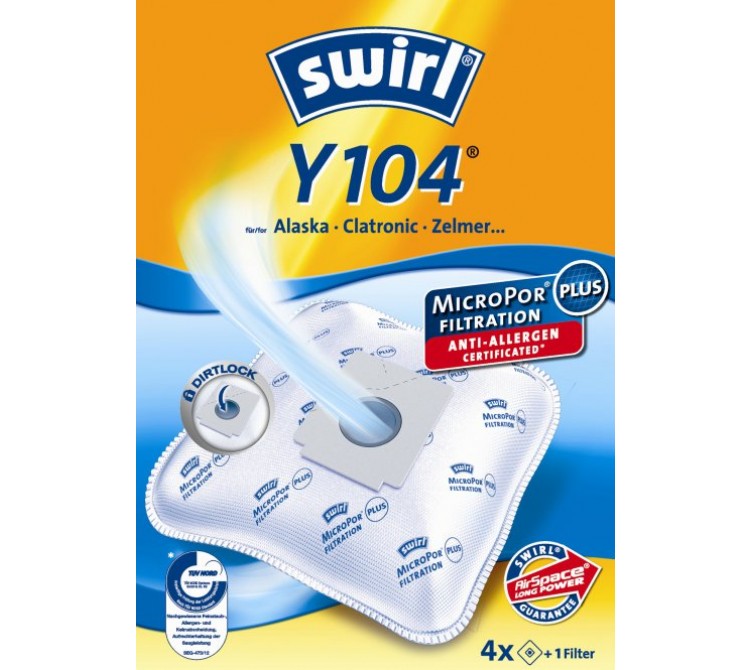 Swirl Y 104 Staubsaugerbeutel Filtertüten MicroPor - Inhalt 4 Stück + 1 Filter 