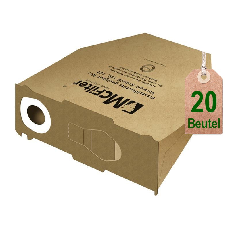 20 Staubsaugerbeutel 2 Filter geeignet für Vorwerk Kobold 131SC Filter Tüten