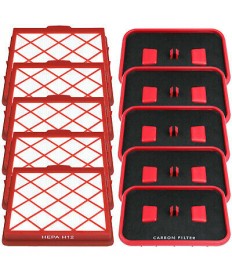 5 Hepa Mikrofilter + 5 Motor Kohle Filter passend für Lux 1 D 820 Royal Classic