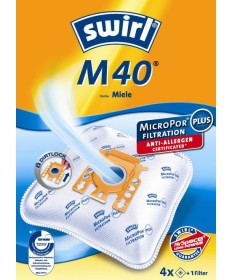 Swirl M 40 Staubsaugerbeutel Filtertüten MicroPor - Inhalt 4 Stück + 1 Filter 