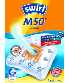 Swirl M 50 Staubsaugerbeutel Filtertüten MicroPor - Inhalt 4 Stück + 1 Filter 