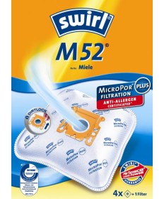 Swirl M 52 Staubsaugerbeutel Filtertüten MicroPor - Inhalt 4 Stück + 1 Filter 